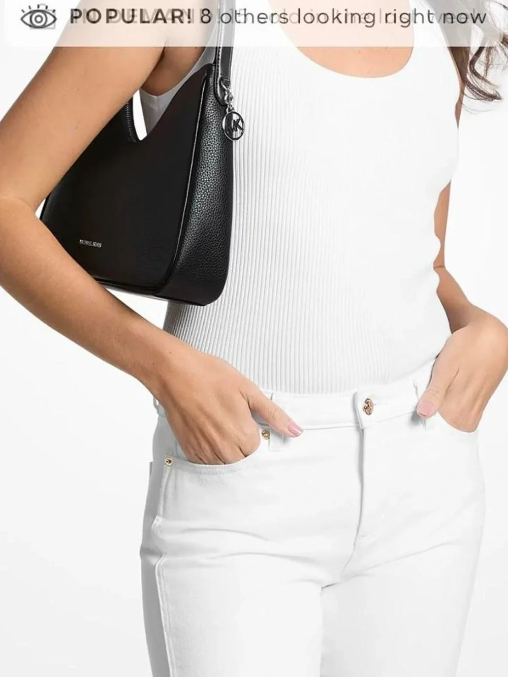 Michael Kors Black Pebbled Leather Crescent Shoulder Bag